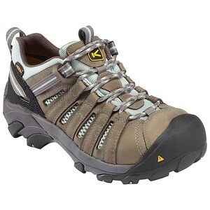 KEEN Womens Flint Low Work Shoes Steel Toe Brown Leather Safety Sneakers Size 11